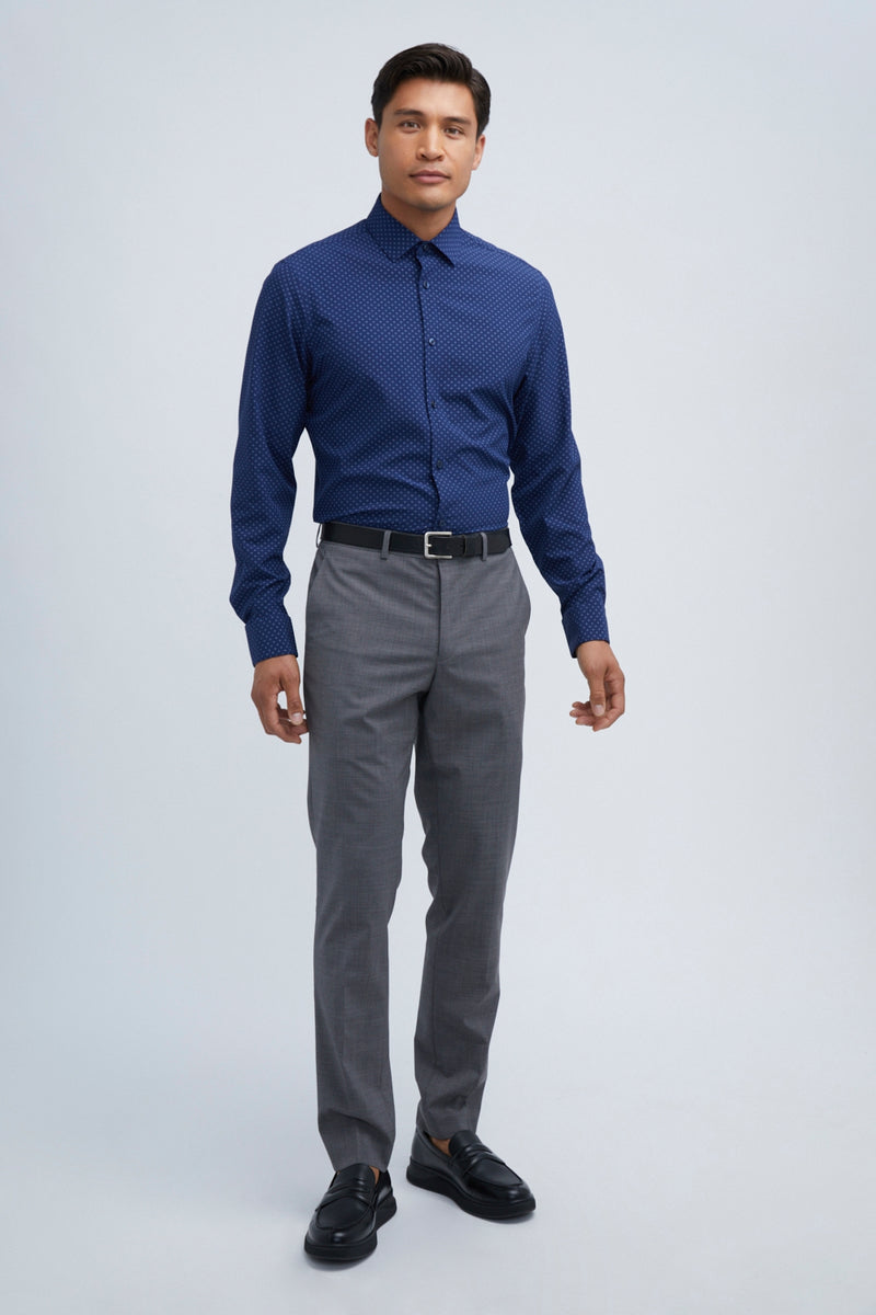 Dress Shirt Dark Blue Shirt With Gray Pants Shirt With Gray Pants