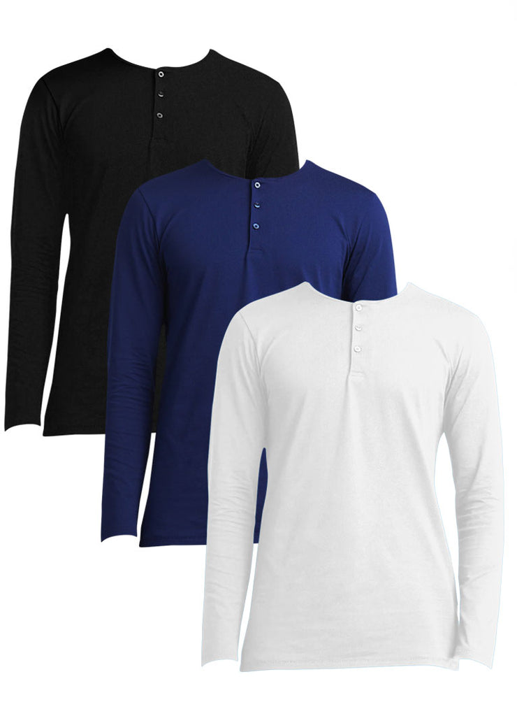 Sustainable mens white henley long sleeve
