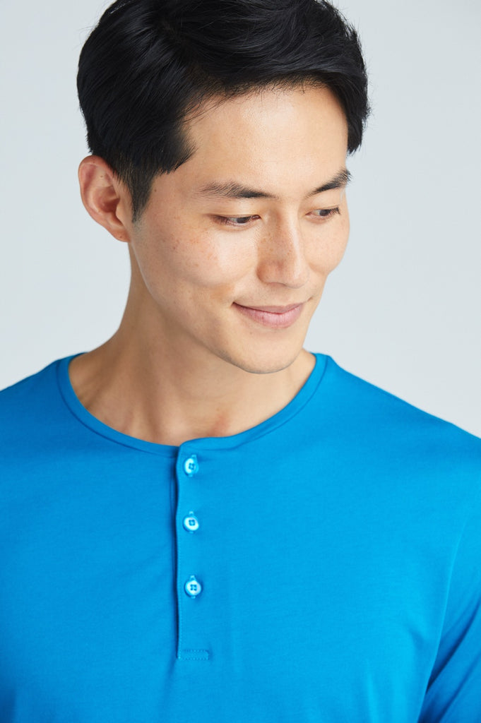 Sustainable teal long sleeve shirt