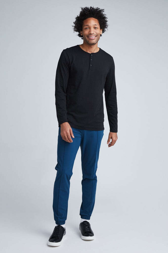 Sustainable mens black henley