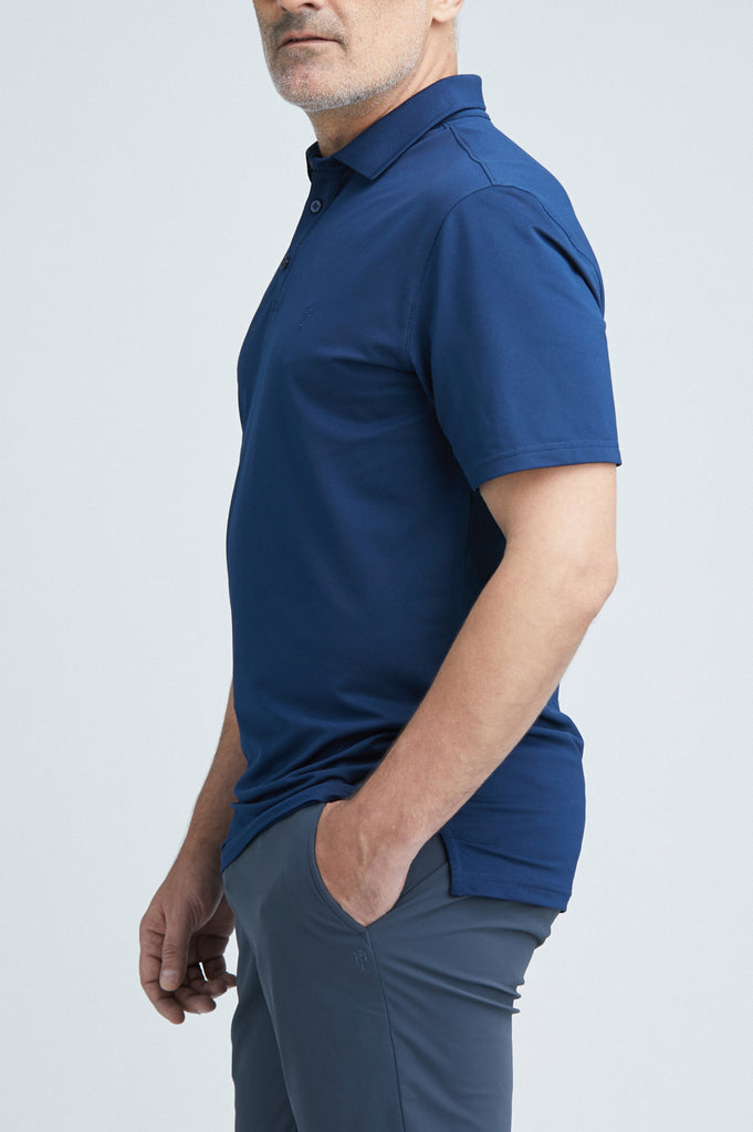 Sustainable mens navy polo t shirt