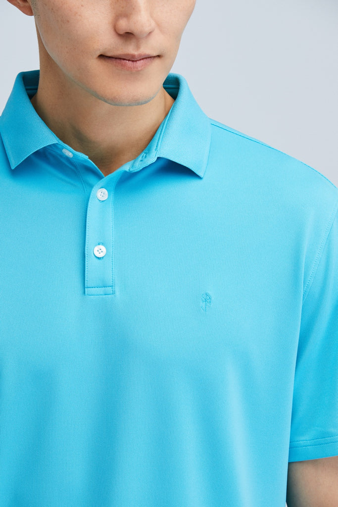 Sustainable mens turquoise polo