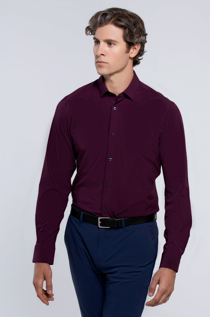 Men's Long Sleeve Dress Shirt - Plum