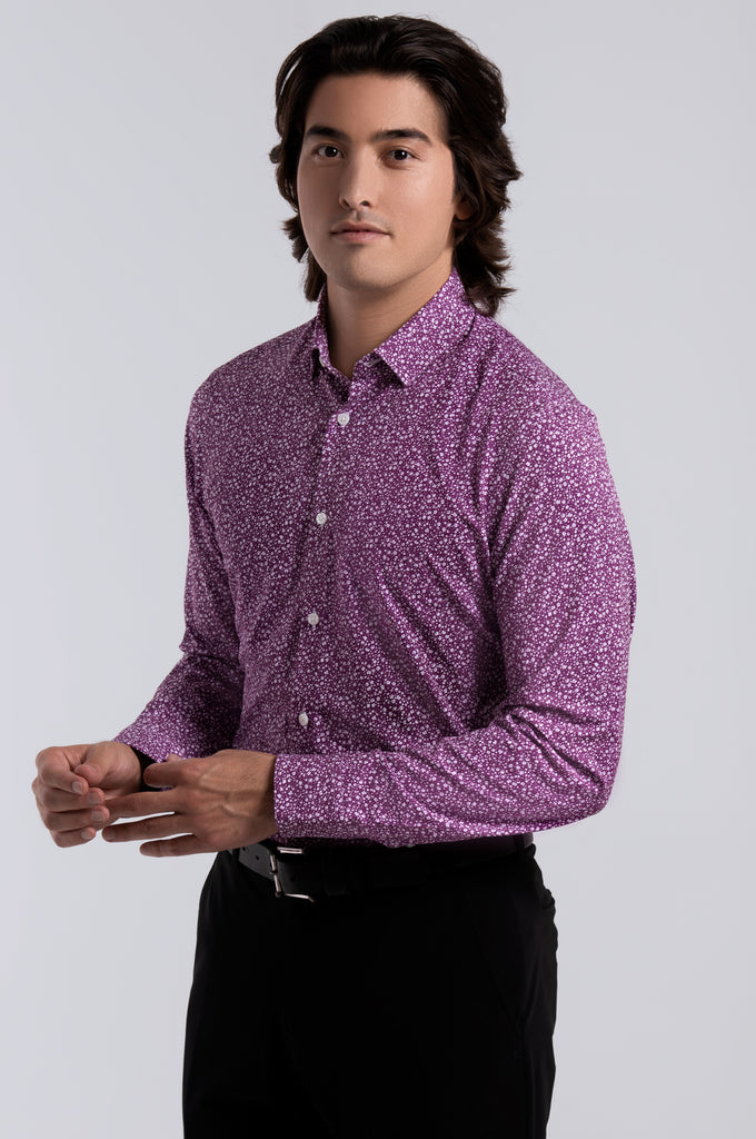 Men's Long Sleeve Dress Shirt - Plum Floral