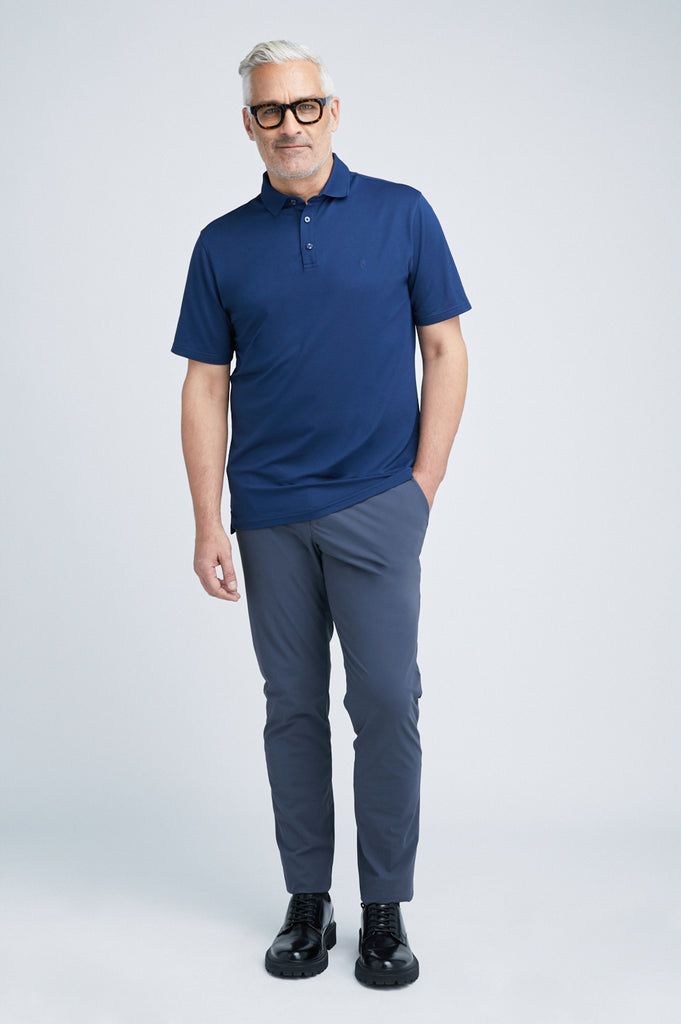 Sustainable navy blue polo shirts for men