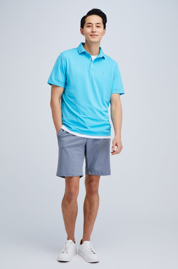Sustainable turquoise blue polo shirt