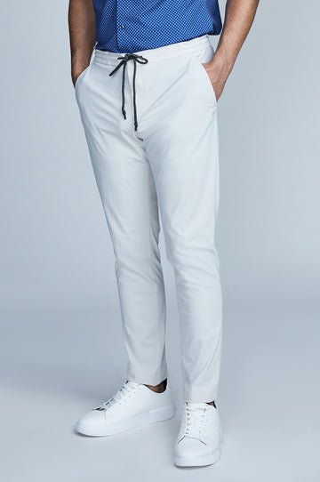 Stone white drawstring trousers men's