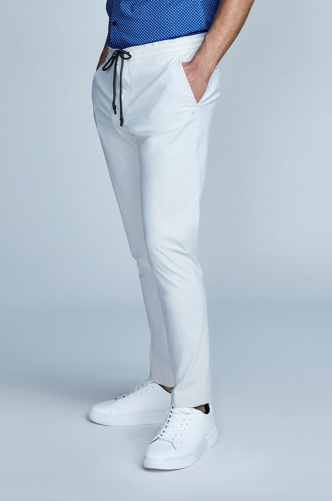 Stone white men's drawstring trousers