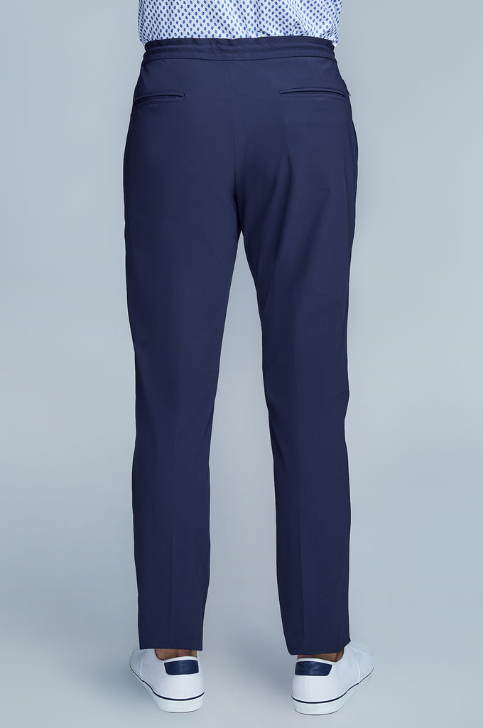 Deep Navy blue drawstring trousers men's