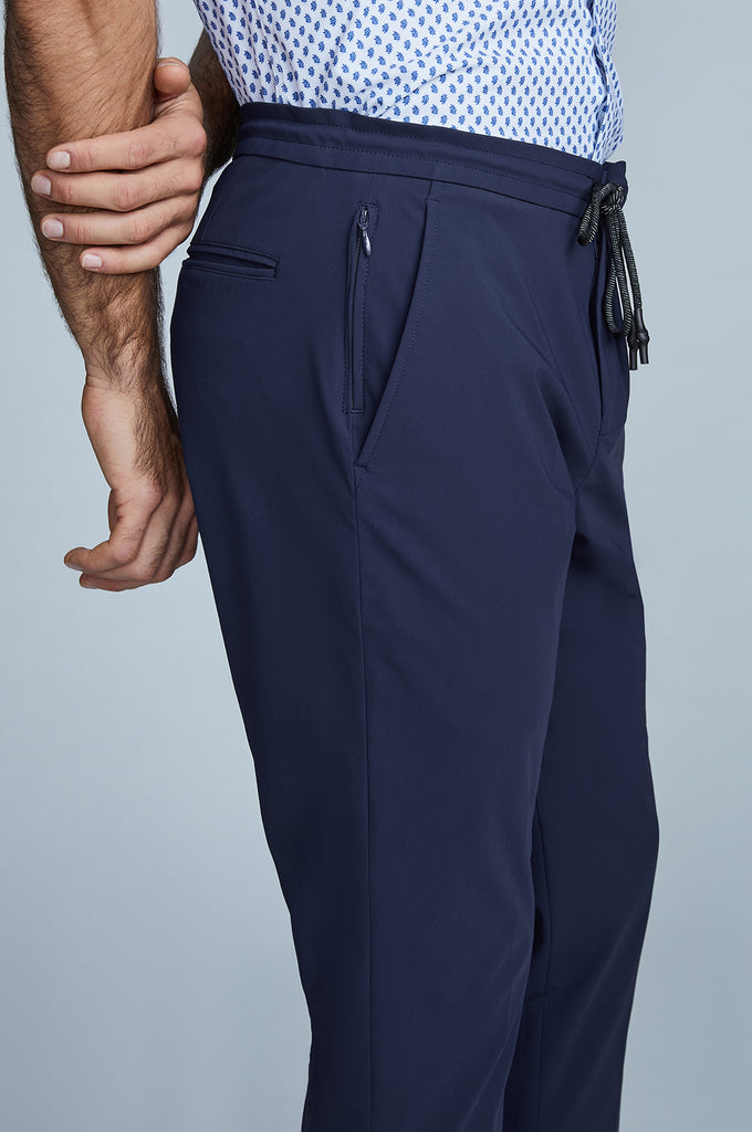 Deep Navy blue mens drawstring dress pants