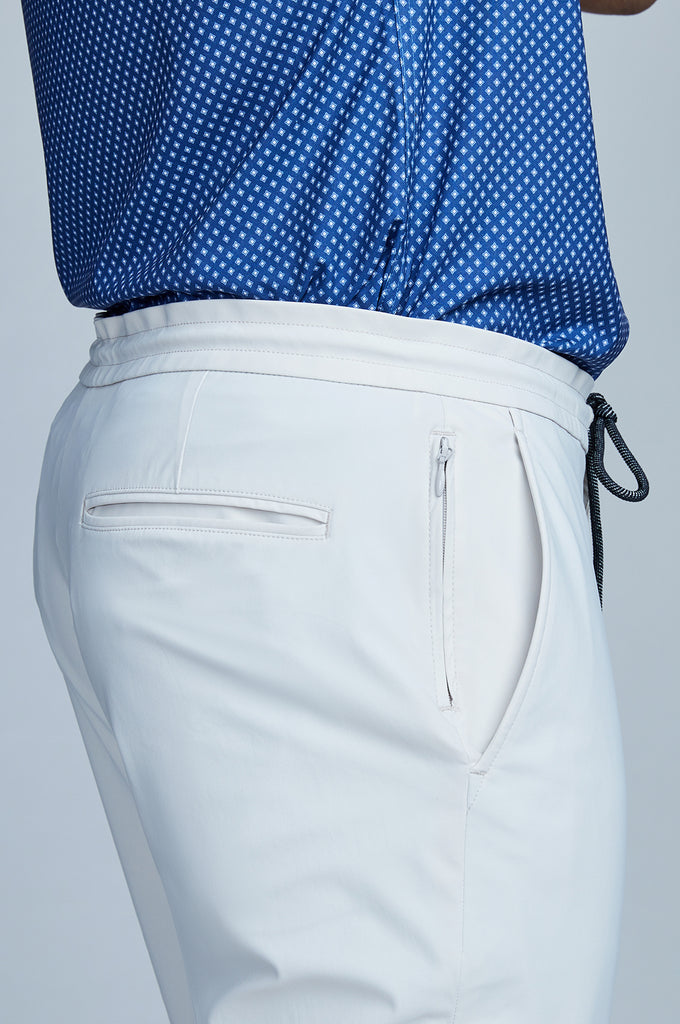 Stone white mens drawstring dress pants