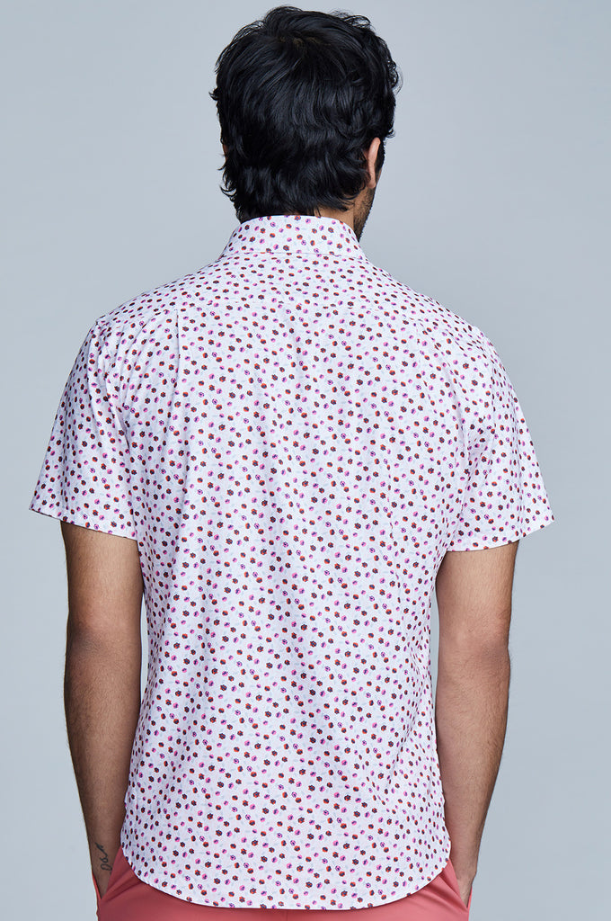 Phoenix Short Sleeve Button Up - Rose Red Floral