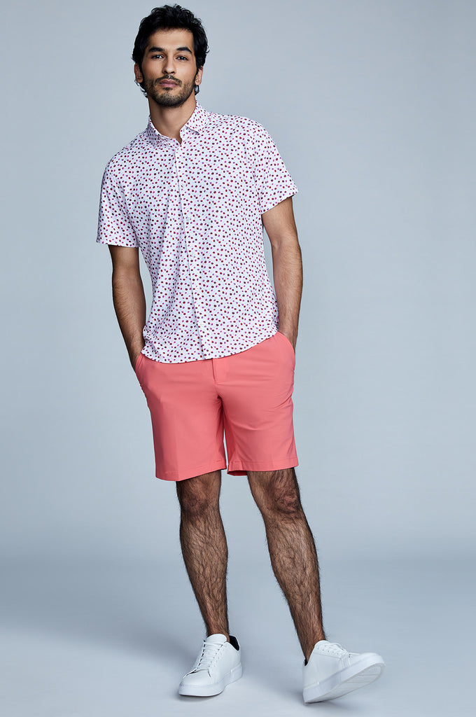 Phoenix Short Sleeve Button Up - Rose Red Floral