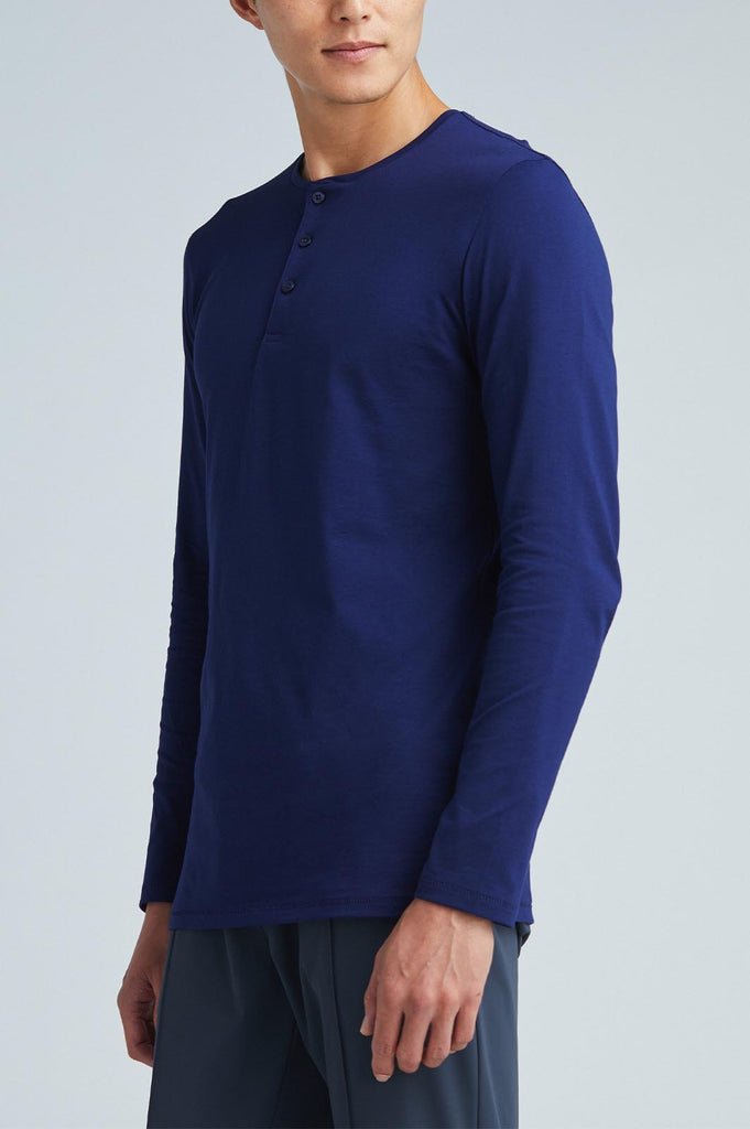 Sustainable navy blue henley t shirt