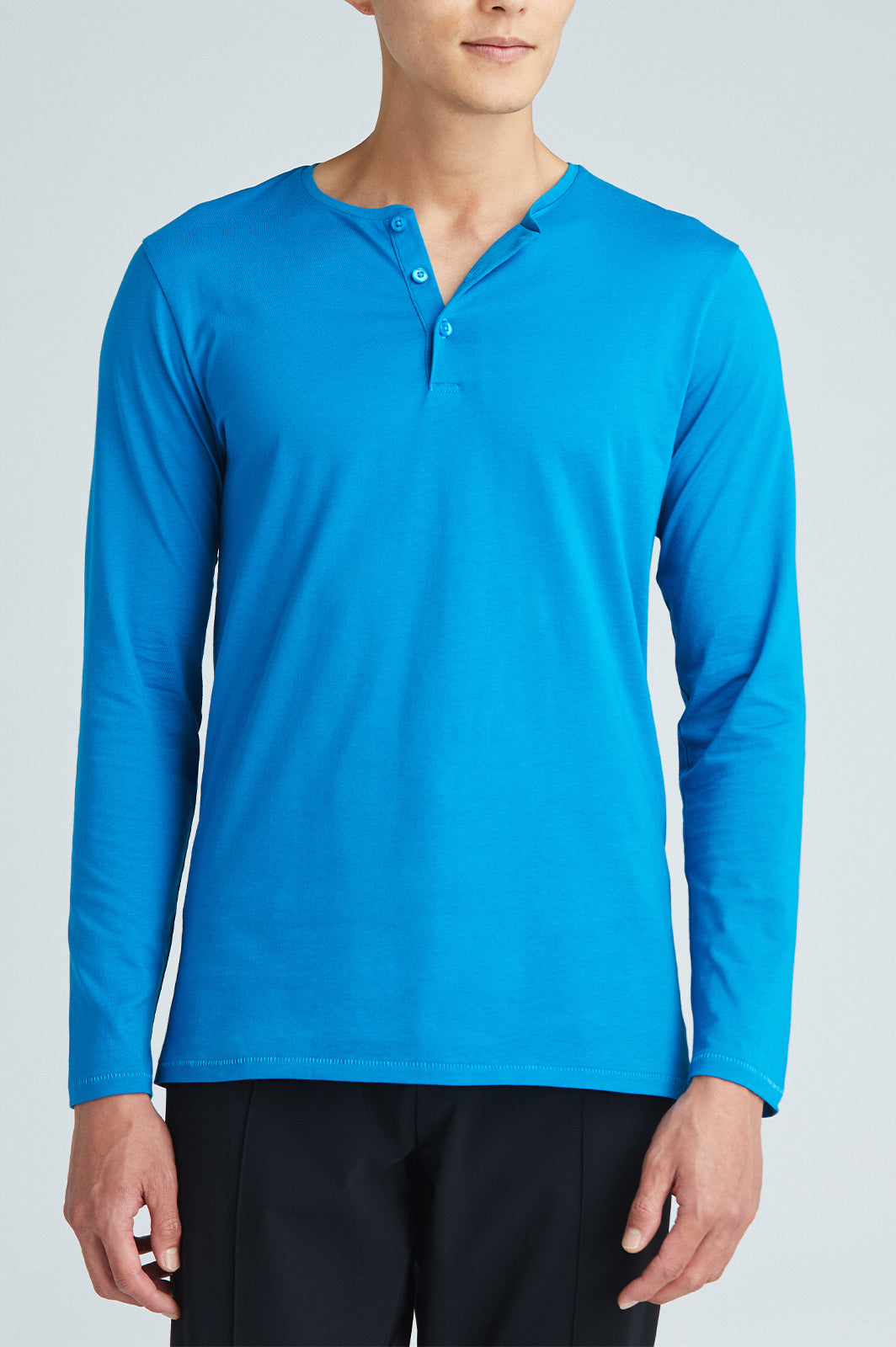 Sustainable Long Sleeve Teal Henley Shirt - State of Matter Apparel
