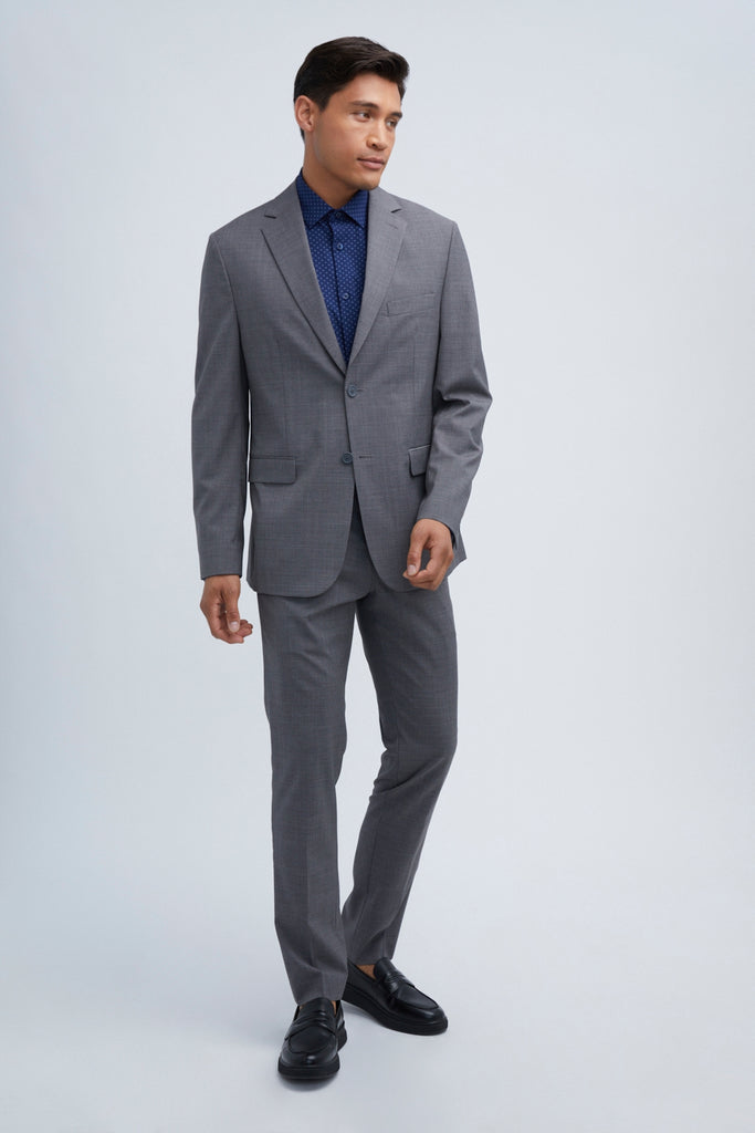 Sustainable polyester grey suit jacket