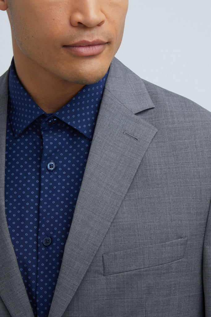 Sustainable gray polyester suit jacket