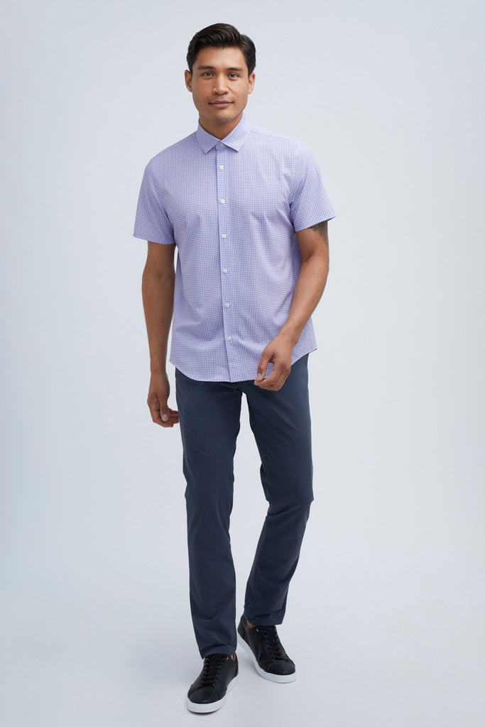 mens purple short sleeve button down shirt
