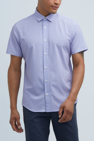 Men's Lavender Floral Geo Short Sleeve Shirt