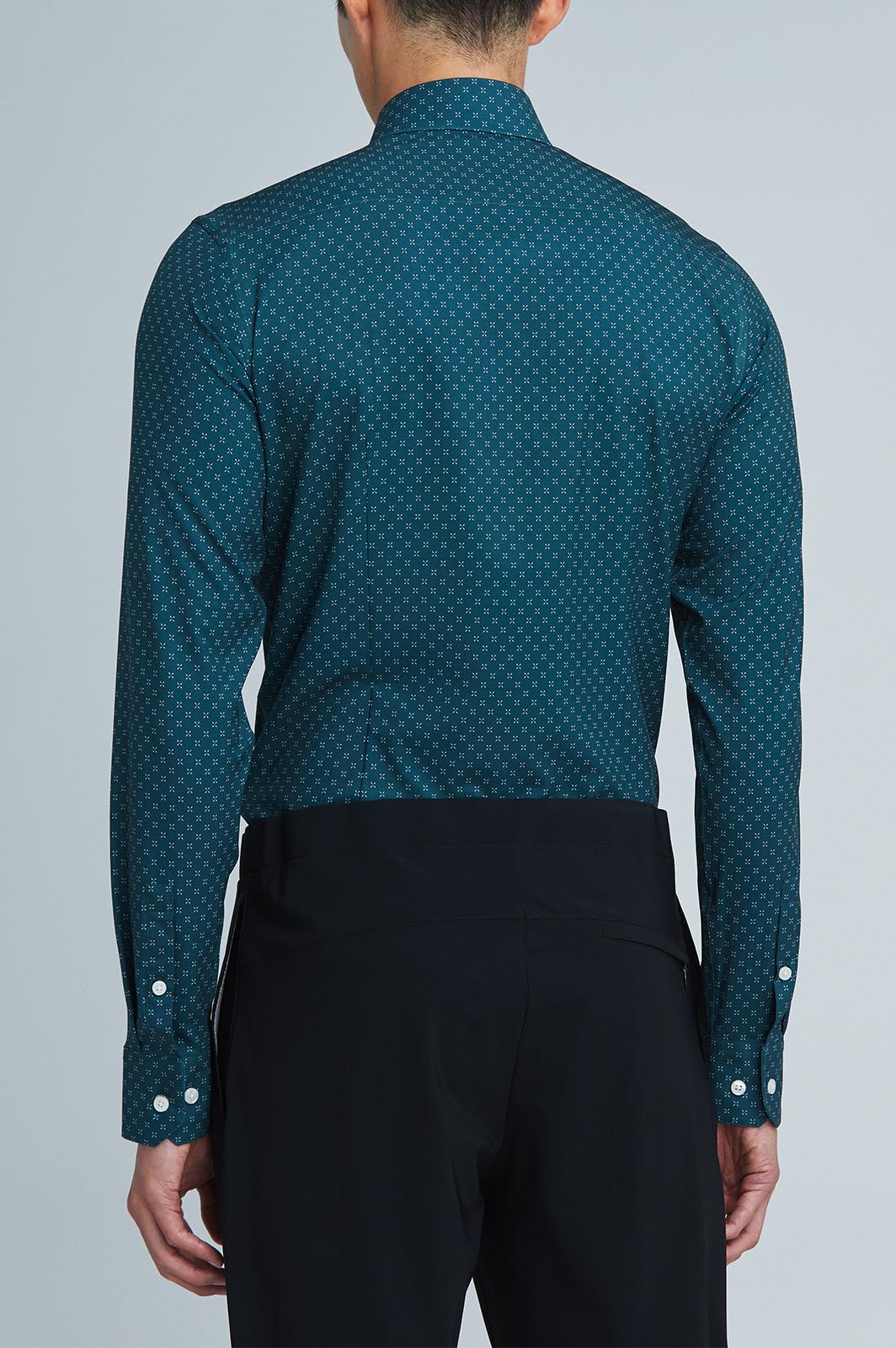 Sustainable Geo Print Long Sleeve Men's Forest Green Dress Shirt State of Matter Apparel