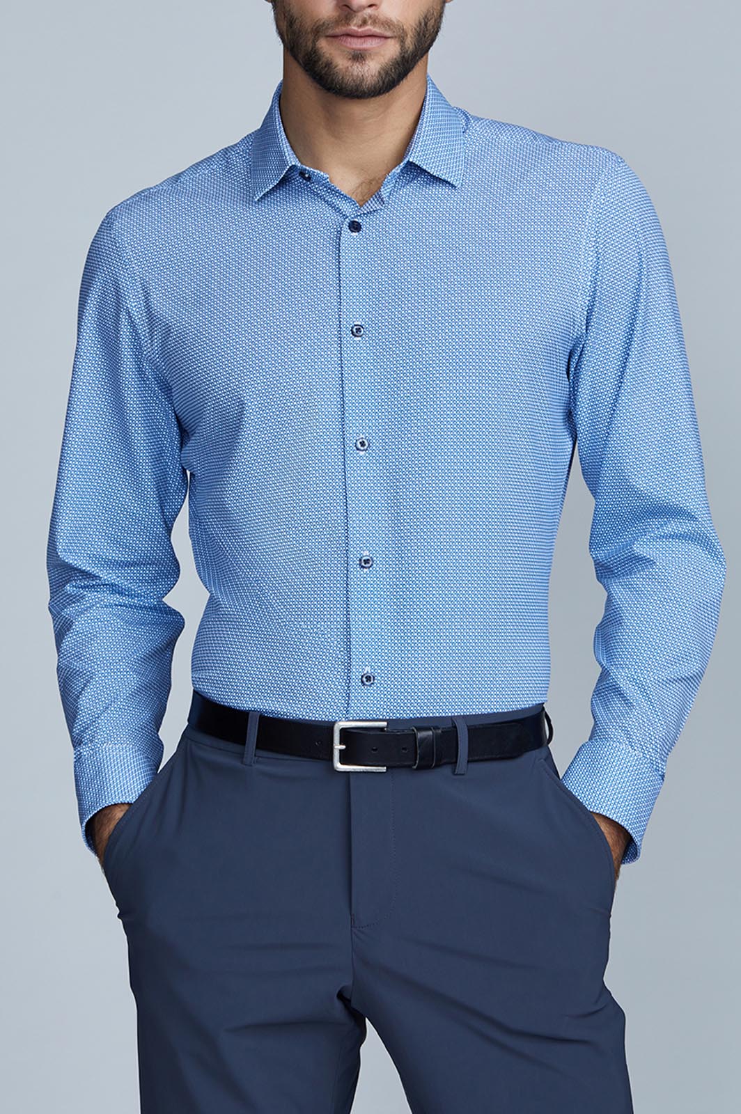 Men's Light Blue Long Sleeve Dress Shirt - State of Matter Apparel